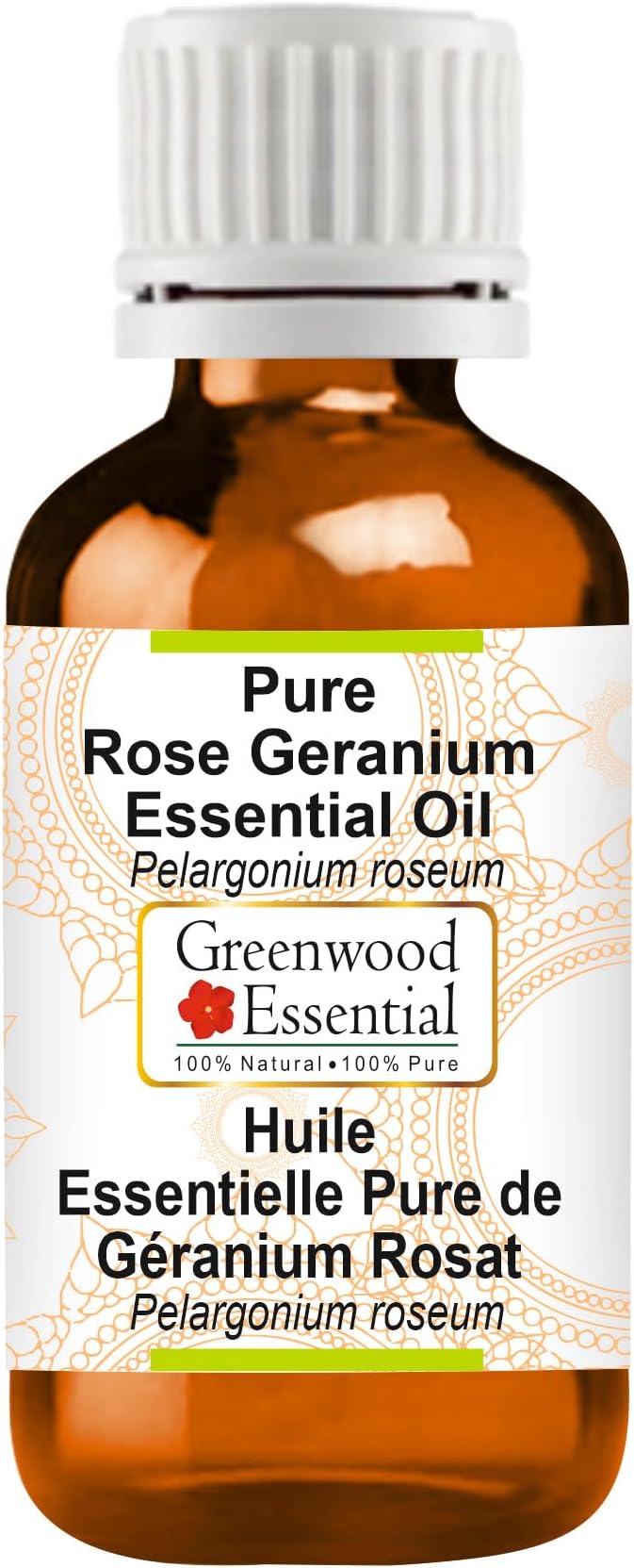 Greenwood Essential Pure Rose Geranium Essential Oil (Pelargonium roseum) Steam Distilled 15ml (0.50 oz)