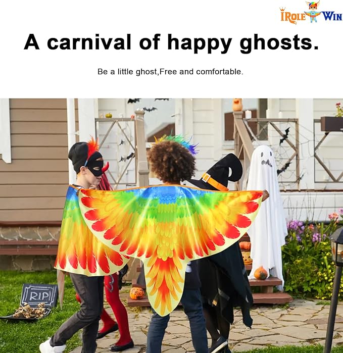 Bird-Costume-Parrot-Wings for Kids with Bird Headbands, Boys Girls Eagle Dress-up Cape Halloween Party Favors Gifts