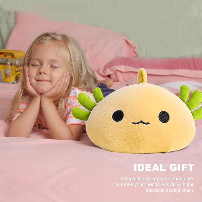 Onsoyours Cute Axolotl Plush, Soft Stuffed Animal Salamander Plush Pillow, Kawaii Plush Toy for Kids (Yellow Axolotl, 13")