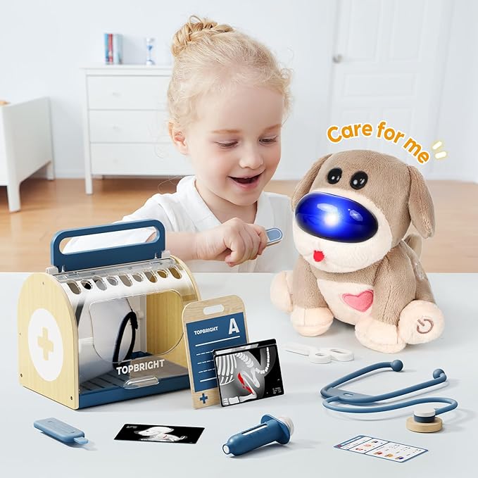 TOP BRIGHT Doctor Kit for Toddlers 3-5, Pretend Veterinarian Playset for Kids, Kids Doctors Vet Play Set for 3 4 5 Year Girls Boys Toys Gifts