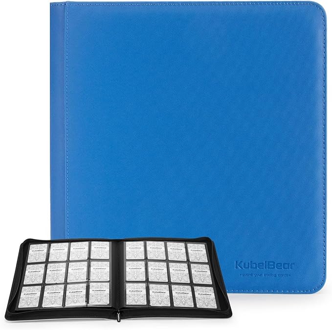 Card Binder – 720 Capacity, Zippered Trading Card Holder for MTG, Sports & Collectible Cards – Acid-Free, Durable & Travel-Friendly Storage (Blue dots, 12 Pocket)