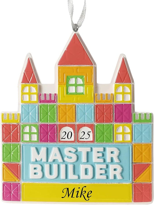 2025 Kids Christmas Ornament – Personalized Master Builder Child Christmas Ornament – Custom Building Blocks Ornament Keepsake – Colorful Holiday Decoration for Boys & Girls