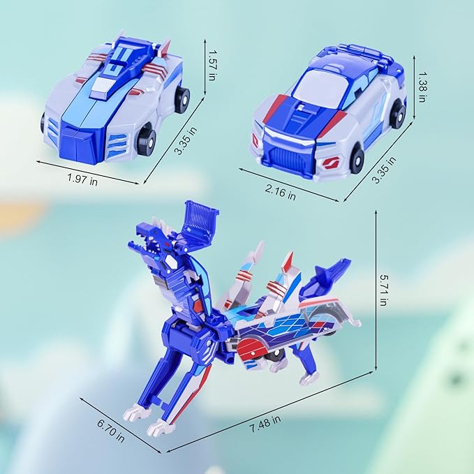 Collision Transforming Dinosaur Car Toys,2 in 1 Magnetic Cars Collision Transform into Dino Toys,Car Robot for Boys Girls Toy Age 2-12, Christmas Birthday Gift