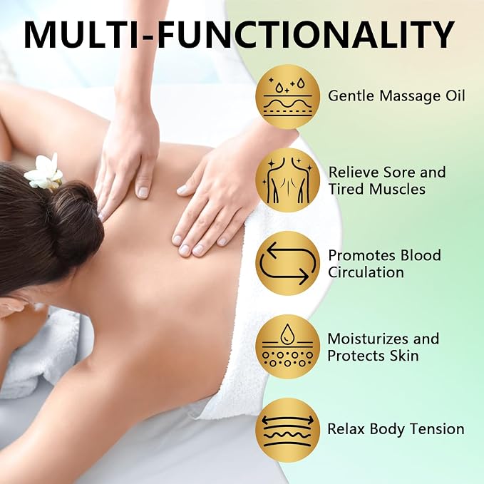 Pjordo Sore Muscle Massage Oil for Massage Therapy, with Massage Roller Ball & Thumb Saver Massager, Body Massage Oil for Muscle Relaxing, Soothes Joints & Muscles with Arnica, Lavender Oil(8 Fl Oz)