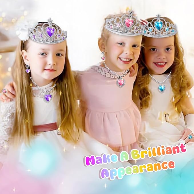 Princess Dress Up Toys, Includes Colorful Skirt, Crown, Shoes, Accessories, Suitable for Girls 3-6 Toddler Role Play Gifts Birthday Party Favors