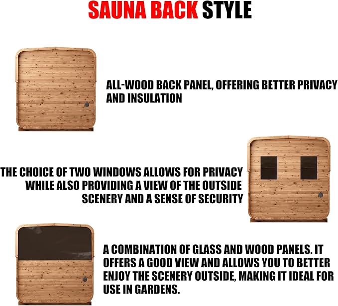 Customize 2-8 Outdoor Barrel Sauna Room,HARVIA 6KW Electric Stove or Wood Burning Stove Japanese Cedar Sauna Kit (Cube Sauna)
