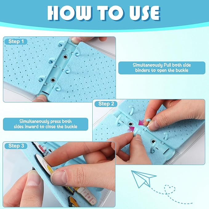 8 Pcs Mini Enamel Pin Display Book Gift Clear Collection Travel Trading Binder Holder Badge Book Storage Organizer up to 36 1-inch Enamel Pins for Travel Collectors (Blue,4.61x3.94 in)