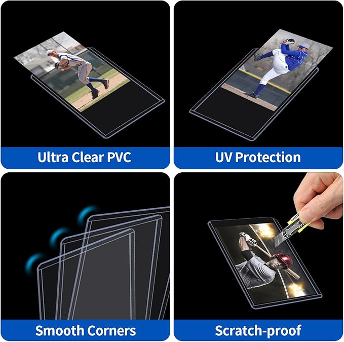 3" x 4" Card Sleeves, Top Loaders for Cards, 42 Count Baseball Card Protectors Hard Plastic, Sports Card Sleeves, Clear Card Holder for Collectible Trading Cards Sports Cards
