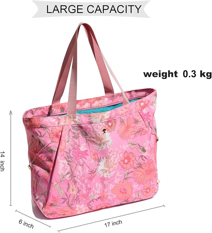 ESVAN Yoga Tote Bag for Women Drawstring Canvas Shoulder Bags for Workout Travel Carryall Pilates Gym and Beach