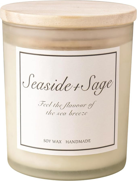 Seaside & Sage Candle, Summer Sea Breeze Scented Candle, Aromatherapy Gifts for Women, Feel The Flavour of Sea Breeze, Natural Soy Wax & Natural Essential Oils