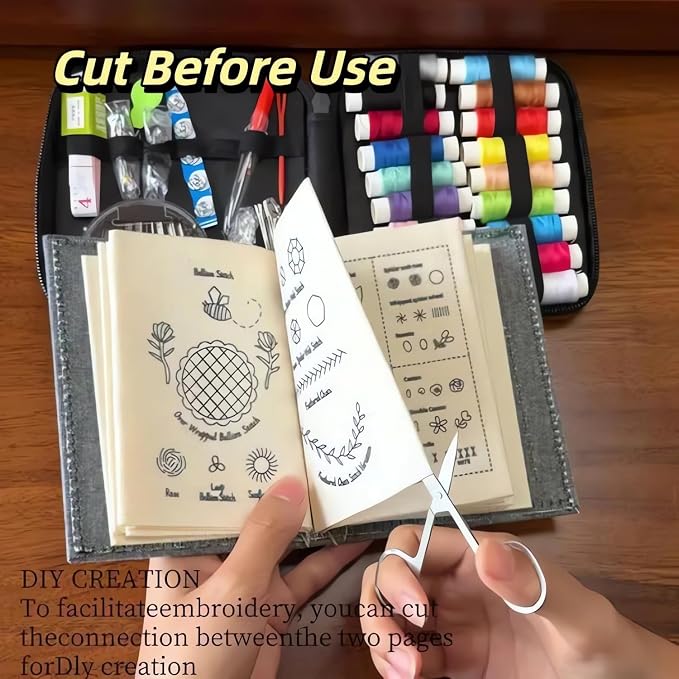 Embroidery Stitch Book Kit, 2026 New Embroidery Book, Complete Sewing Tools & Tutorials for Beginners, Portable DIY Kit with Floral Motifs, Ideal Gift for Craft Lovers & DIY Enthusiasts (1 Set)
