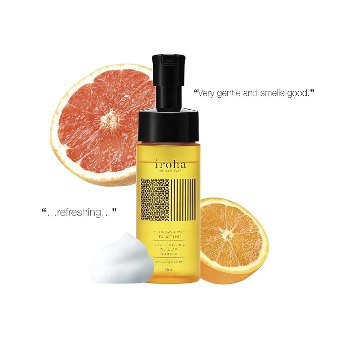 iroha INTIMATE CARE Foaming Type Feminine Wash - Sweet Citrus Scent, Advanced Moisture Barrier Complex with Ceramides & Hyaluronic Acid, Gentle Daily Delicate Zone Cleanser, 150ml