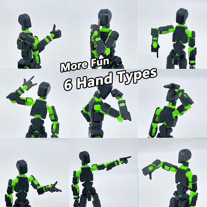 (Assembly Completed) T13 Action Figure Set, Titan 13 Robot Dummy 3D Printed robo 13 Action Figure Articulated, Lucky 13 Gift for Collectors Desktop Decorations (Purple Green)
