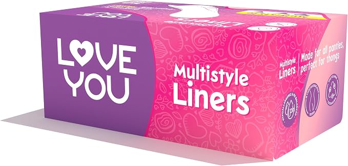 Love You Multistyle Liners – 50 Count – Ultra Thin & Breathable Daily Liners for All Underwear Styles, Including Thongs – Fragrance-Free & Hypoallergenic