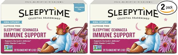 Celestial Seasonings Sleepytime Wellness Echinacea Immune Boost, Caffeine Free, 20 Tea Bags Box (Pack of 2)