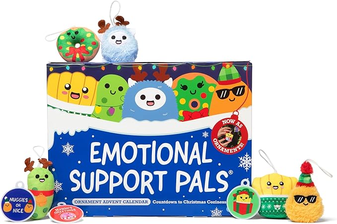 Emotional Support Advent Calendar by Relatable, Includes Mini Plush Toys and Ornaments, Fun Holiday Gift and Stocking Stuffer for Loved Ones of All Ages, Includes 24 Ornaments in Countdown Calendar