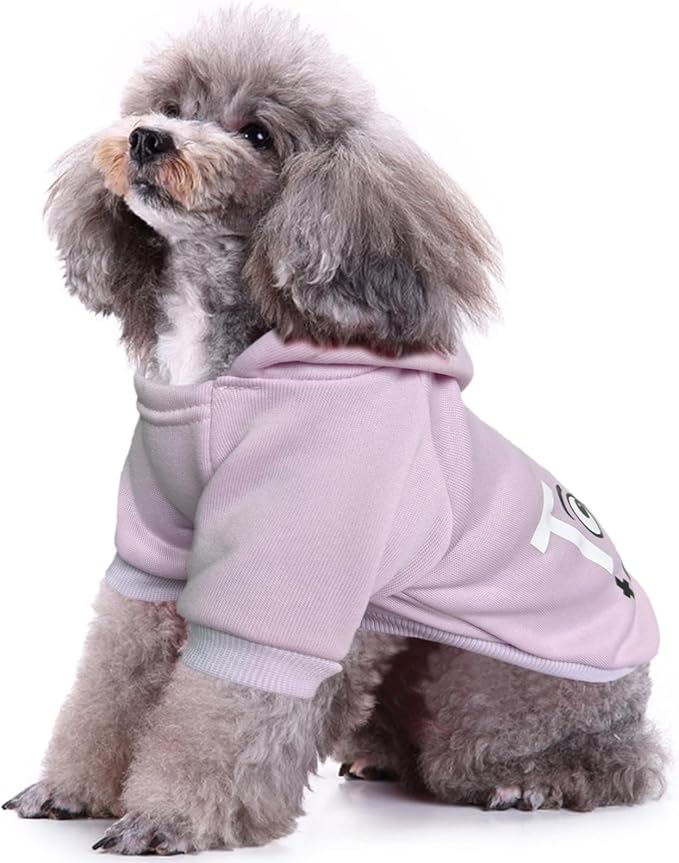 Jecikelon Winter Printed Dog Hoodies Sweatshirts Warm Clothes for Small Dogs Chihuahua Coat Puppy Clothing Cat Custume (Light Purple, Small)
