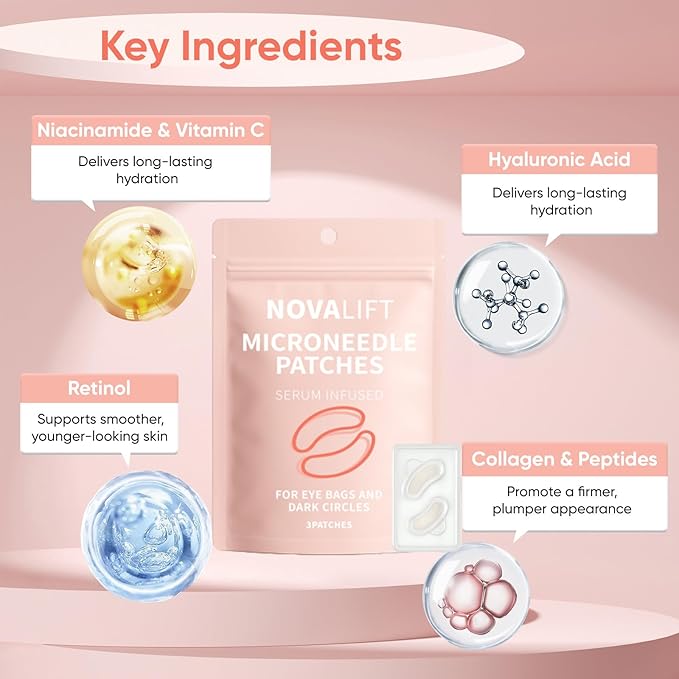 Eye Patches, 1 Bag(3Patches) Hyaluronic Acid & Collagen Under Eye Mask for Dark Circles, Puffiness & Fine Lines, Deep Hydrating Anti-Wrinkle Eye Pads + Forehead