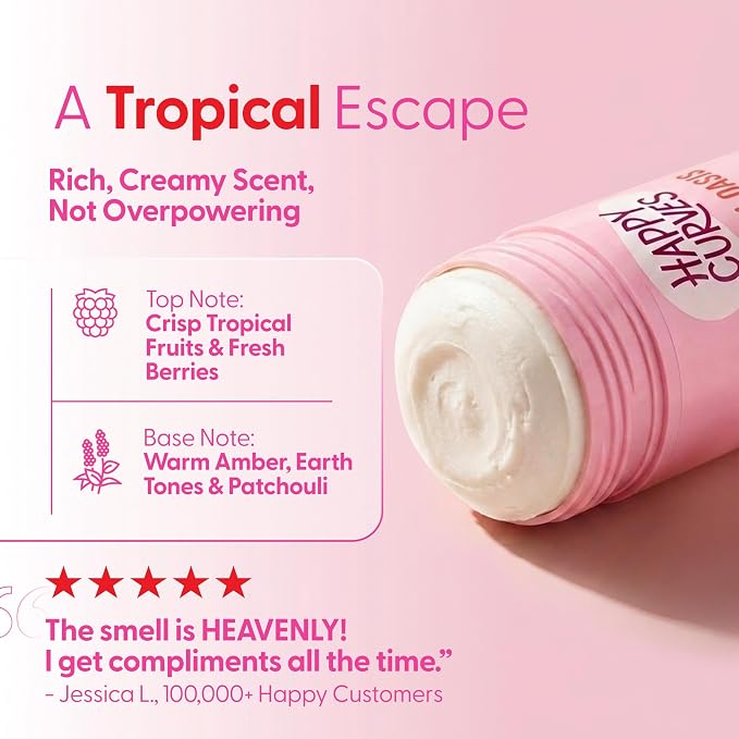 HAPPY CURVES All Over Whole Body Deodorant for Women - Aluminum-Free - Invisible All Day Layer of Full Body Protection for Long Lasting Odor Control, Sensitive Skin, & Private Parts - Tropical Oasis