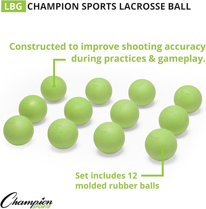 Champion Sports Lacrosse Balls – Official Size SEI Certified, Multi-Color Packs of 3, 6, or 12 for Practice & Games