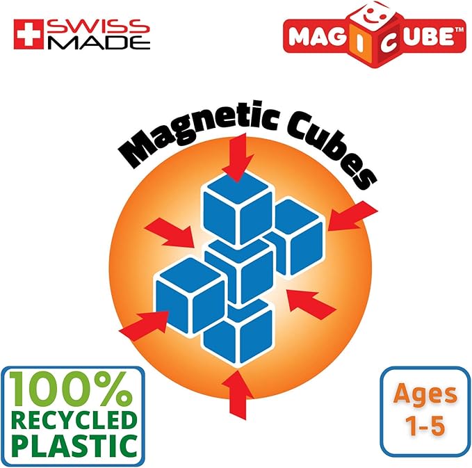 Geomag Magicube 8pcs Magnetic Blocks - Magnetic Building Blocks for Toddlers 1-3, Montessori Toys for 1+ Year Old, Autism Sensory Product, Magnets for Kids