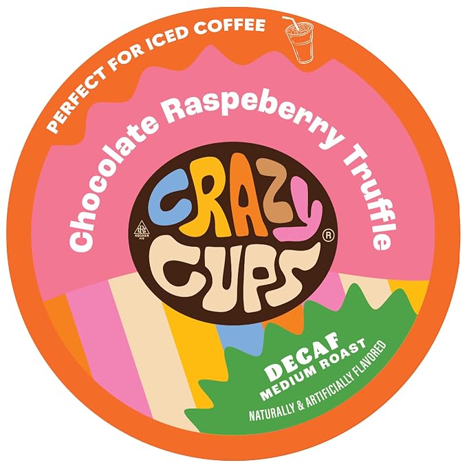 Crazy Cups Decaf Flavored Coffee Pods - Decaf Chocolate Raspberry Truffle - Decaffeinated Coffee pods for Keurig K-Cups Machines, 22 Counts
