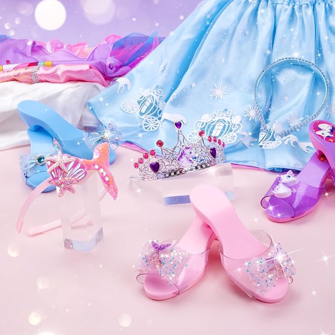 Meland Princess Dress Up for Girls 3-6, Dress Up Clothes for Girls with Princess Shoes Toy, Birthday Gift for Toddlers Girls