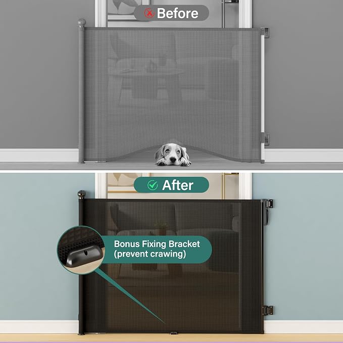 Babepai Retractable Baby Gates Extra Wide | 72" Wide x 34" Tall Dog Gates for Stairs | Indoor/Outdoor Use | Child Gates for Doorways, Deck, Porch, Hallways, Patio - Black