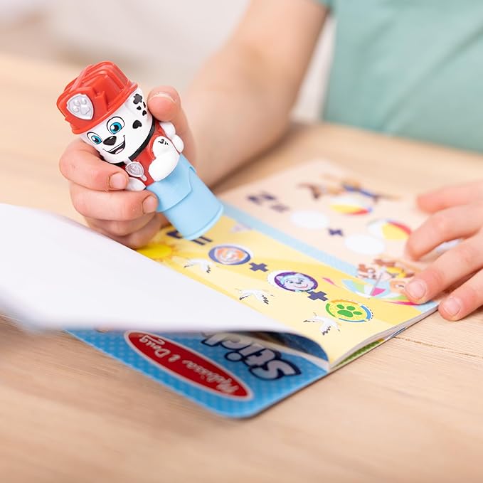 Melissa & Doug Sticker Wow!™ 24-Page Activity Pad and Sticker Stamper, 300 Stickers, Arts and Crafts Fidget Toy Collectible Character – PAW Patrol Marshall - FSC Certified