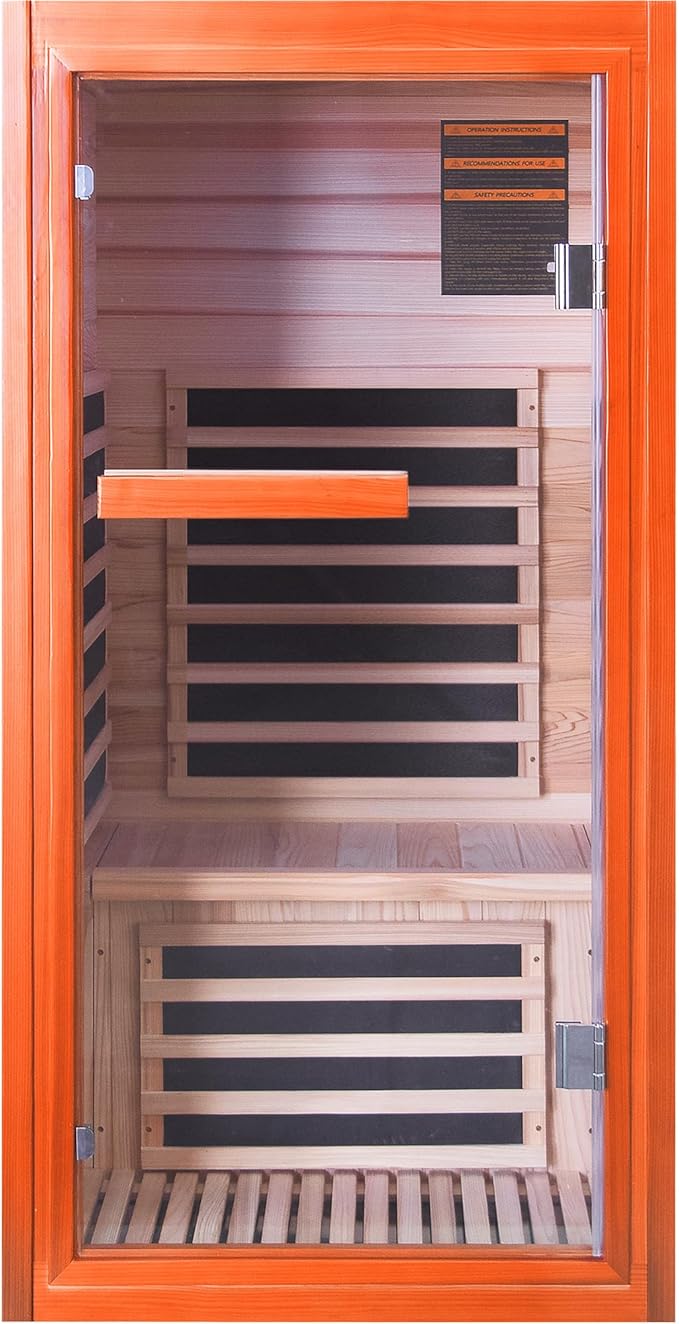 OUTEXER Far Infrared Sauna Dry Saunas 1065W Indoor Home Sauna Low EMF 110V with Control Panel 7 Color Light 31.5"x31.5"x63"