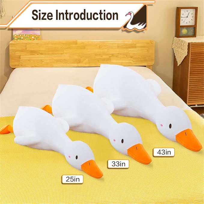 kewo Duck Plush Pillow Stuffed Animal Toy, Cute Giant Goose Plush Duck Stuffed Animal,Super Soft Hugging Pillow for Kids Bedding (White,33.4 in)…