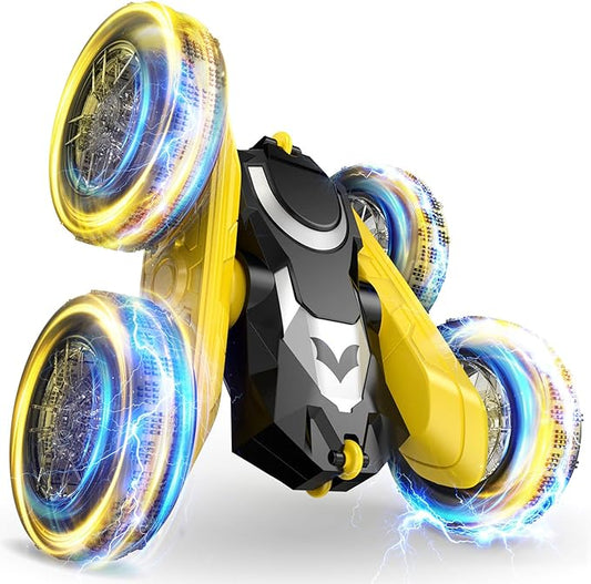 NQD Bat Remote Control Car- Double Sided 360°Rotate RC Stunt Car with Wheel Lights, 4WD Off-Road RC Cars 2.4Ghz Indoor/Outdoor Rechargeable Toy Car for Boys Age 4-7 8-12 Birthday Xmas Gift
