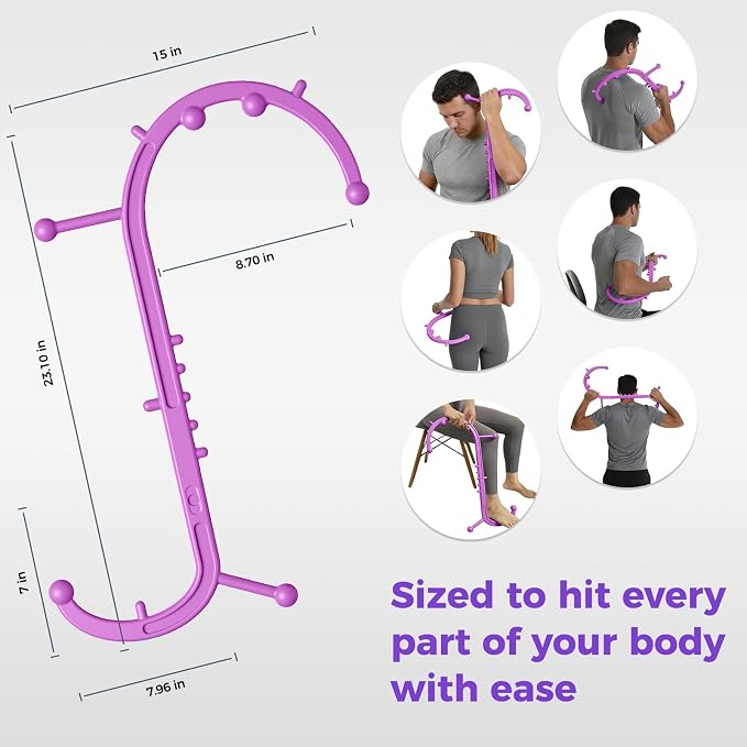 Detachable Trigger Point Massage Cane, Button-Release Design Massage Hook for Back, Neck & Shoulder Pain Relief, Pressure Point Massage Tool for Muscle Recovery (Medium, Pink)