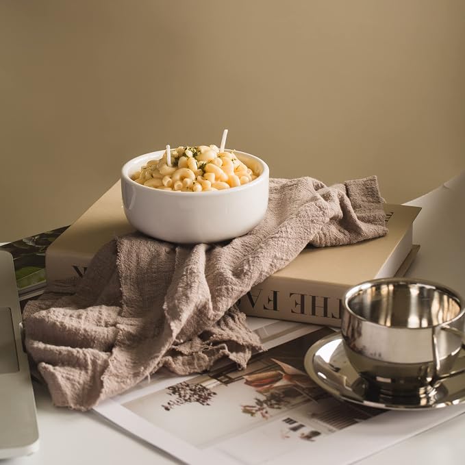 ILIKEPAR Macaroni and Cheese Pasta Bowl Scented Candle Ritual Gift for Your Lovers Friends Macaroni Pasta 5.6oz (160g)