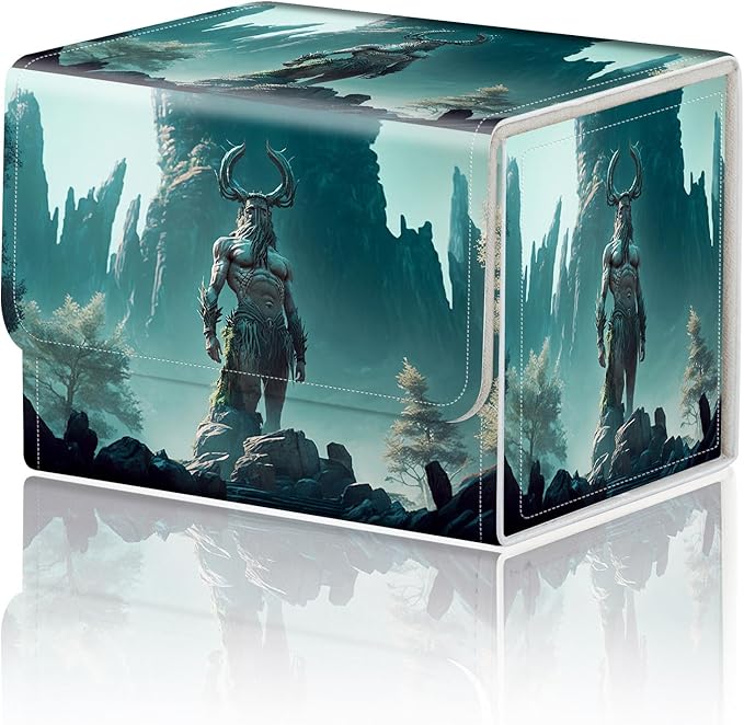 DEGDFSGR Card Game Storage Box for TCG MTG Deck Box Organizer Trading Card Case Commander Deck Box Magnetic Closure Creative Pattern Up to 200 Cards, God Of Mountains Monster