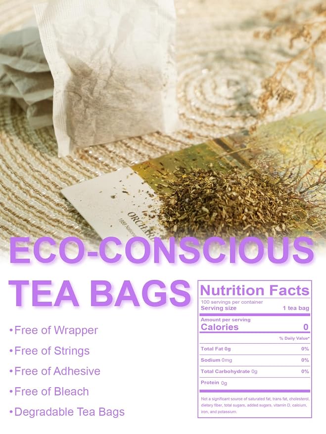 TeeLux Chamomile Lavender Tea Bags, Chamomile & Lavender & Lemon Balm Herbal Tea, Caffeine Free, Soothing & Delightful Aroma, 100 Count