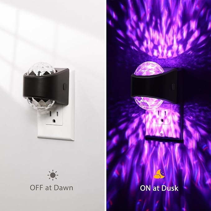 Night Lights Plug into Wall, Star Projector for Bedroom [2 Pack] | Night Light Projector for Kids, 9-Color RGB Galaxy Nightlight with Dusk to Dawn for Bathroom, Home Gaming Room Decor Gifts