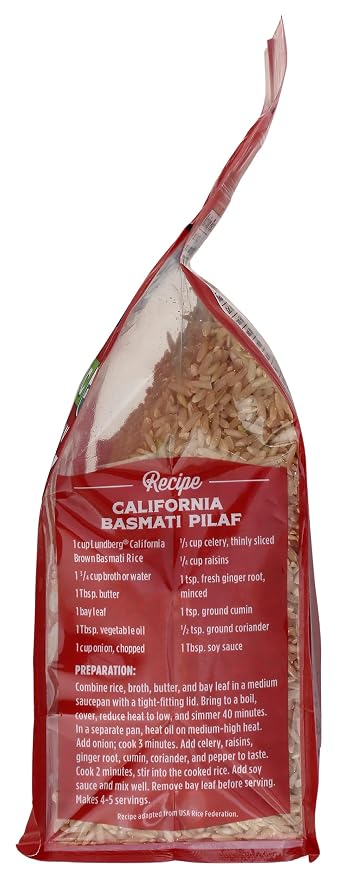 Lundberg Organic Basmati, Long-Grain Brown Rice – Non-Sticky, Fluffy & Aromatic, 32 Oz