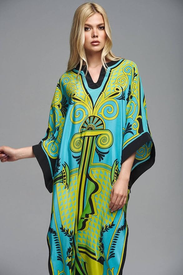Venasha Womens Caftan Floral Print Kaftan Dress Short Sleeve Swimsuit Cover up Loungewear for Summer