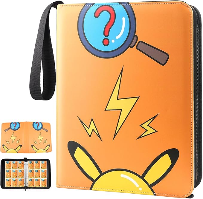 Card Binder 9-Pockets, 900 Pockets Card Holder with 50 Removable Sleeves, Trading Card Collector Zipper Album Holder, Orange