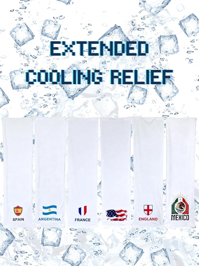 Cooling Towels for Neck and Face, 2-Pack Sports Cooling Towels for Hot Weather, World Cup 2026 USA, Microfiber Cooling Towel Instant Cool Ultra Soft Lightweight for Baseball Soccer Gym Yoga Golf