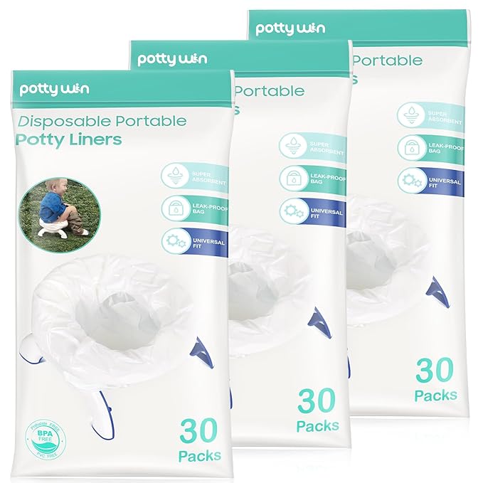Potty Win [90 Counts] Disposable Potty Liners Compatible with OXO Tot 2-in-1 Go Potty, Potty Refill Bags for Toddler Travel, Universal Potty Bags Fit Most Potty Chairs
