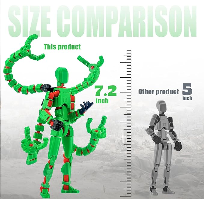 Already Assembled T13 Action Figure Accessories,Dummy 13 T13 Multi-Jointed Movable,for Collectors Desktop Decorations t-13 Movability 3D Printed Toys (Green)