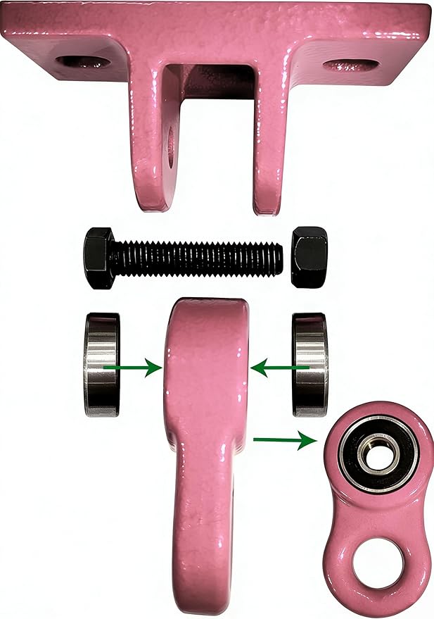 ABUSA Heavy Duty Swing Sets Brackets Including 2 Pink A-Frame Swing Set Brackets and 4 Swing Hangers for Playground Equipment Mounting Parts Hardware Included (P006)