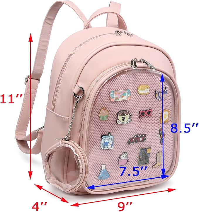 CHERRY SAUCE Kawaii Backpack PU Leather Ita Bag Aesthetic Cute Purse Pin Display