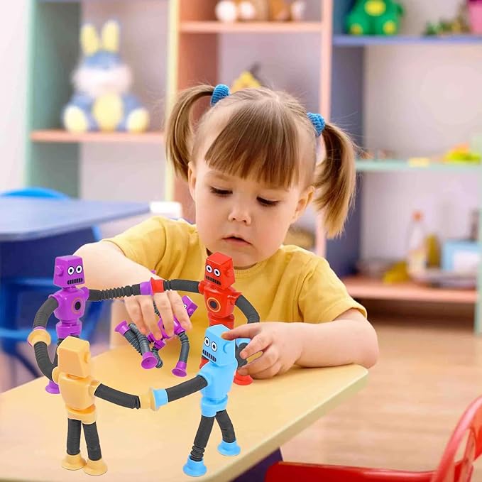 20 Pack Telescopic Suction Cup Robot Toy, Stretchy Giraffe SuctionAnimal Autism Sensory Toy for Toddlers, Travel Essential, Educational Classroom Treasure Box, Stretchy Robots Party Favors
