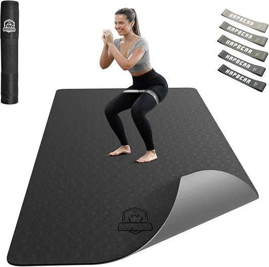 HAPBEAR Large Yoga Mat - 72"x36"x6mm (1/4 inch), Extra Wide Non-Slip Exercise Mat for Home Workout, Yoga, Pilates & Stretching, Durable, Includes Carry Bag