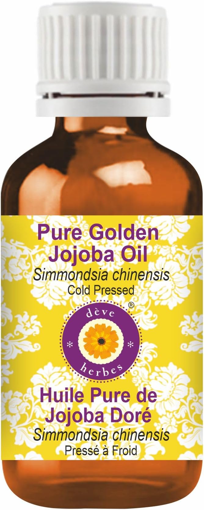 Deve Herbes Pure Golden Jojoba Oil (Simmondsia chinensis) Cold Pressed 15ml (0.50 oz)
