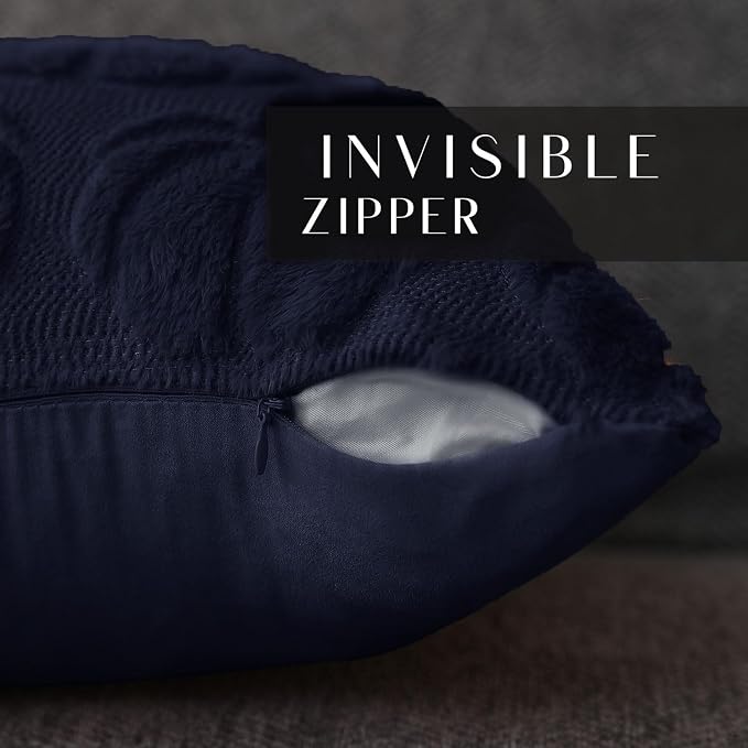 DFXSZ Fall Pillow Covers 12x20 2Pcs Navy Blue Pumpkin Fall Decorations | Fall decor Set of 2 Throw Pillow Cases Soft Plush Faux Fur Wool Couch Cushion for Chair Sofa Bedroom Living Room Home Decor