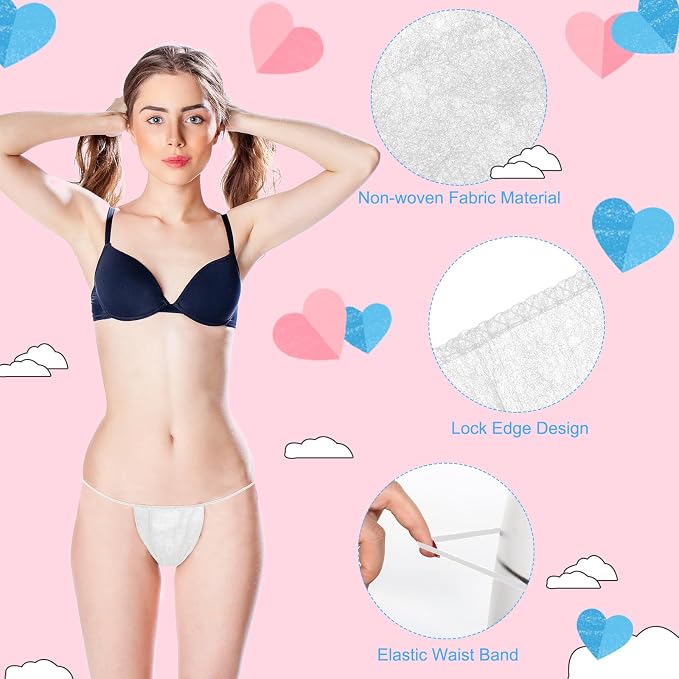 Disposable Thong Panties Women's Spa Thong Soft Breathable Disposable Tanning Underwear
